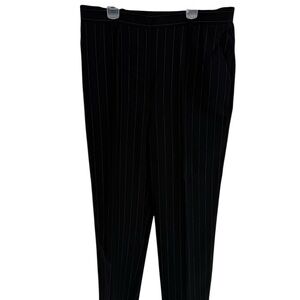Lauren Ralph Lauren Dress Pants Women 14 Black Pinstripe Straight Classic Wool